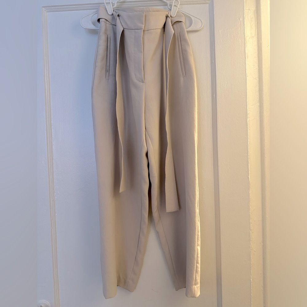 Cute cream cropped silk trousers